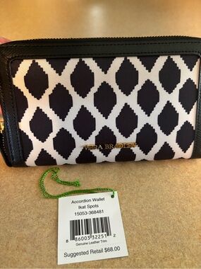 Vera Bradley Black & White Ikat Spots Zip-Around Wallet